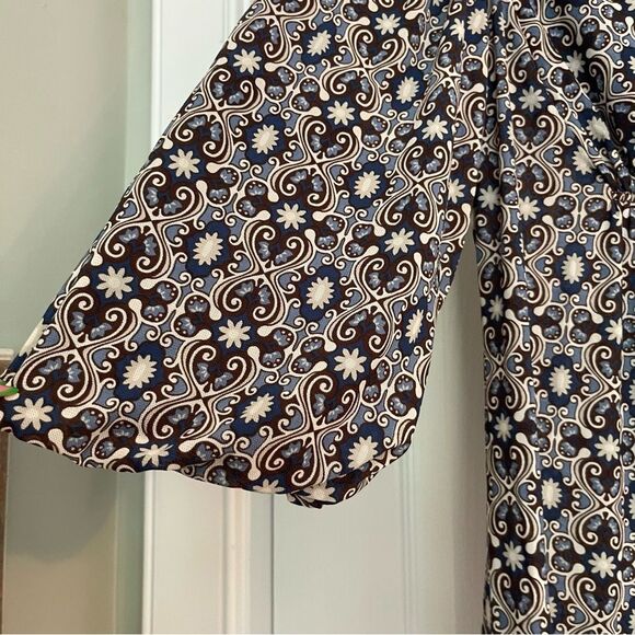 Sophie Max Blue, Brown and White Patterned Blouse - Picture 5 of 8